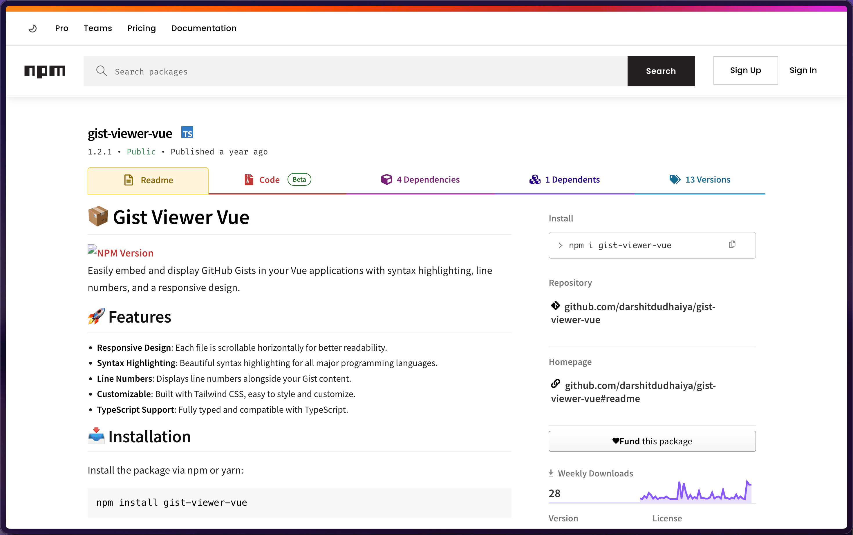 gist-viewer-vue website preview